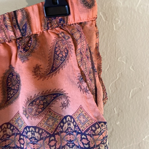 GYPSY05 Boho,100%Silk Sheer Paisley Drawstring Waist Pocket Shorts - Picture 17 of 17